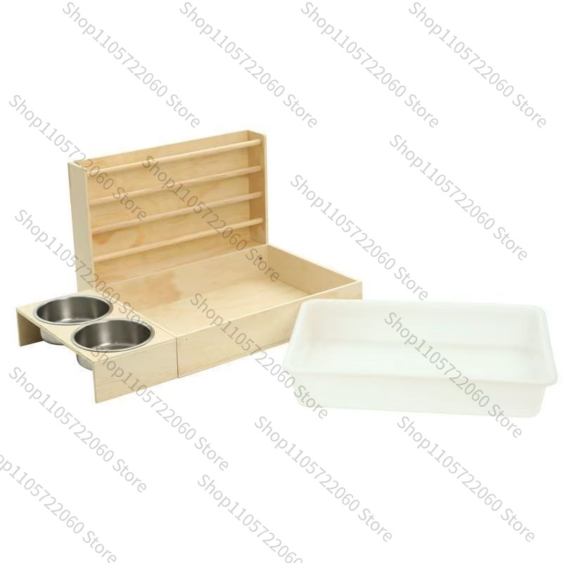 Pet Beds - Holz-Kaninchenfutterautomat, Minimalistischer Holz-Wasserspender, Landschaftsgestalteter Raum, Haustierbett