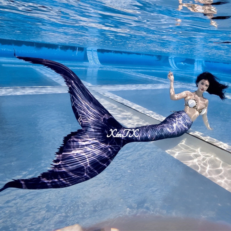 Aquarium - Erwachsenen-Meerjungfrauenflossen-Badeanzug mit Meerjungfrauenohren für Cosplay, Aquarium,